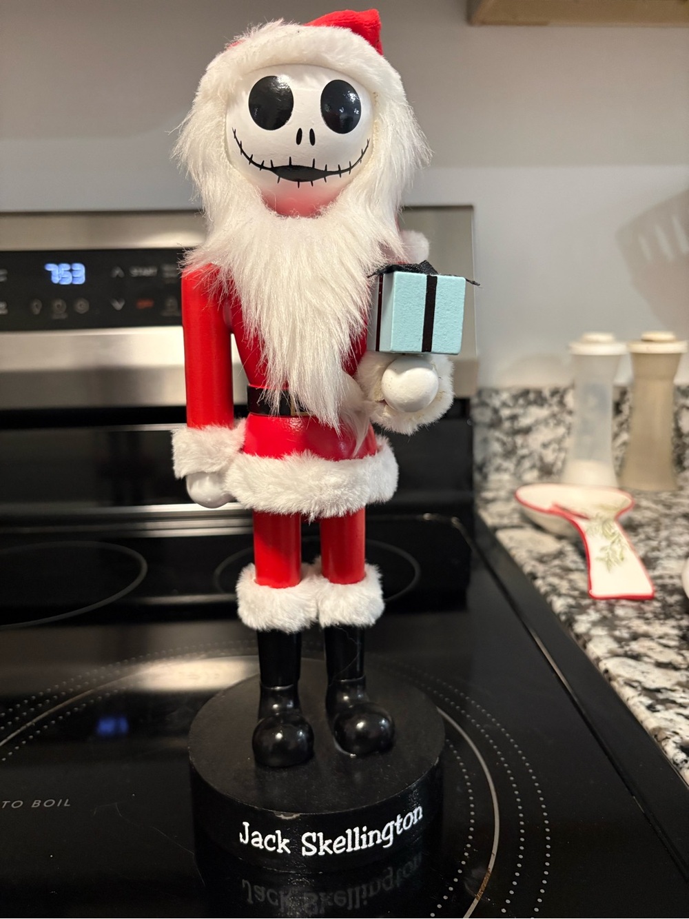 Jack Skellington Red Santa Nutcracker Figurine - Decorative Holiday Accent